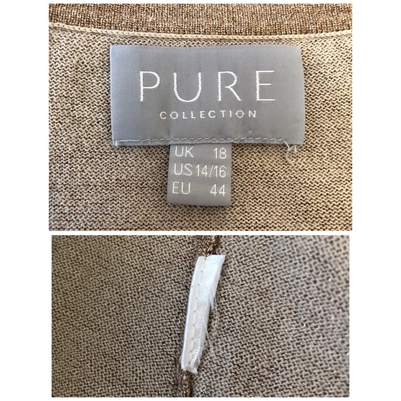 Pure Collection Tan Gold Shimmer Lurex Cardigan - Picture 8 of 8